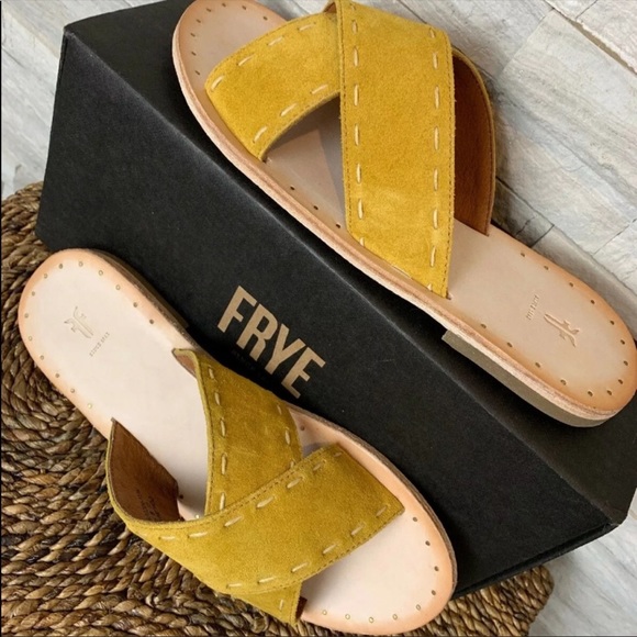 Frye Shoes - Frye NIB Avery Pickstitch Flat Suede Sandals 7.5M
